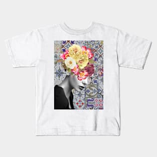 collage art-girl with flowers Kids T-Shirt